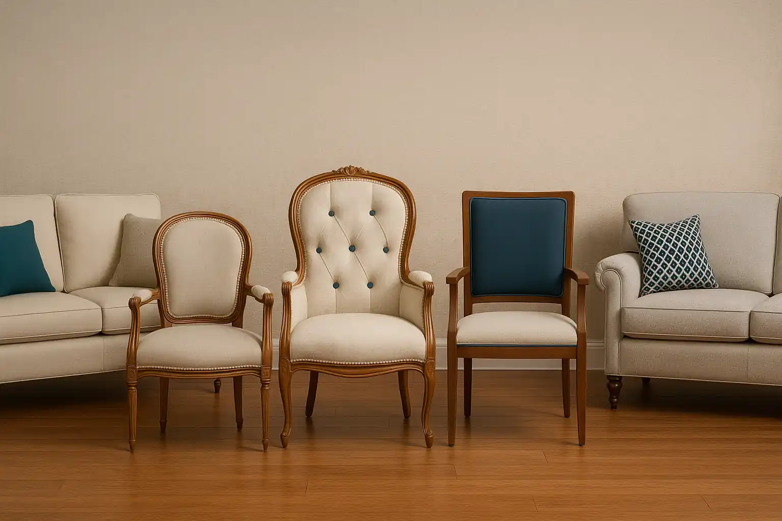 Colección de muebles vintage restaurados y retapizados