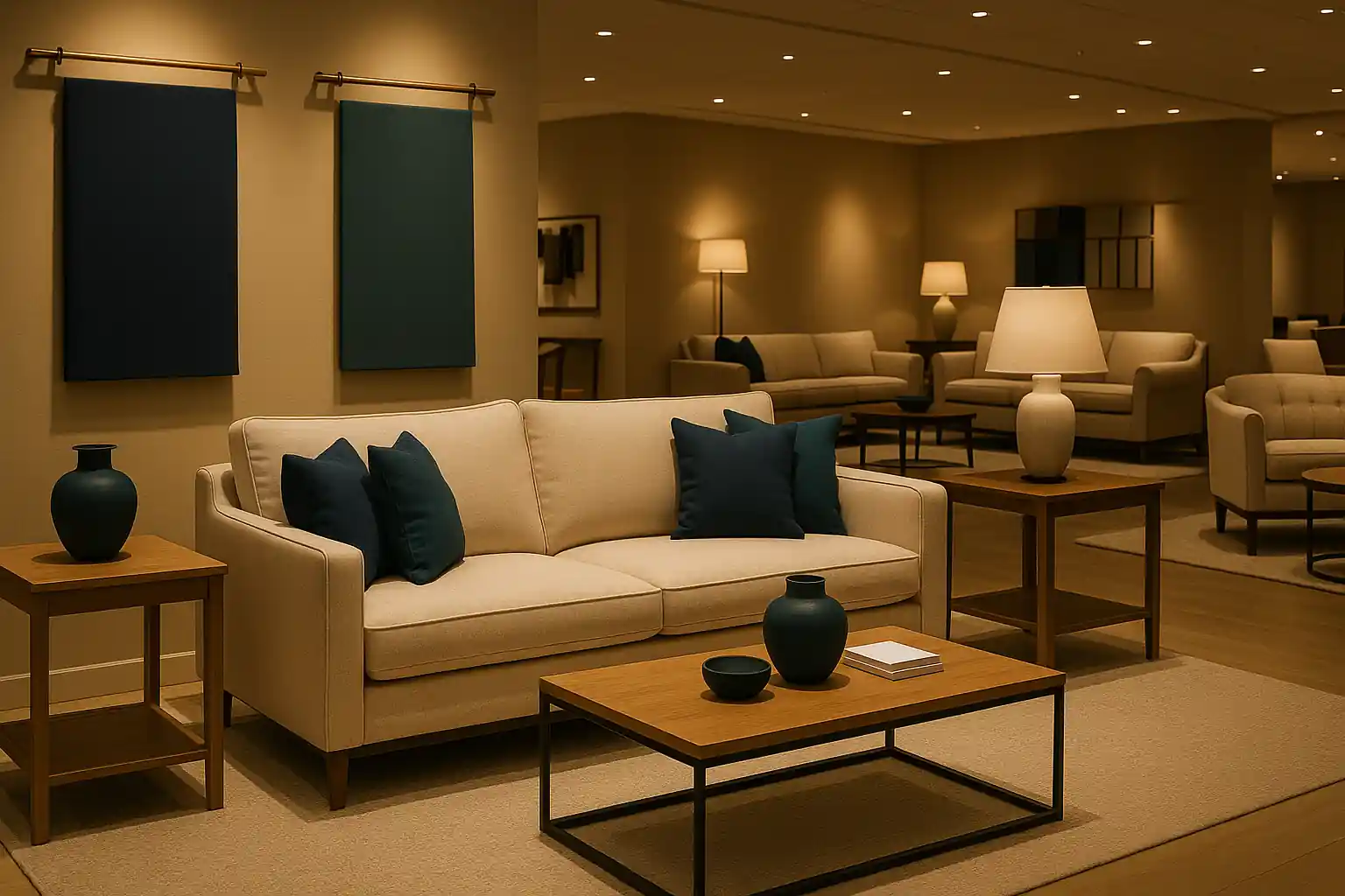 Showroom con selección de muebles para proyectos de interiorismo