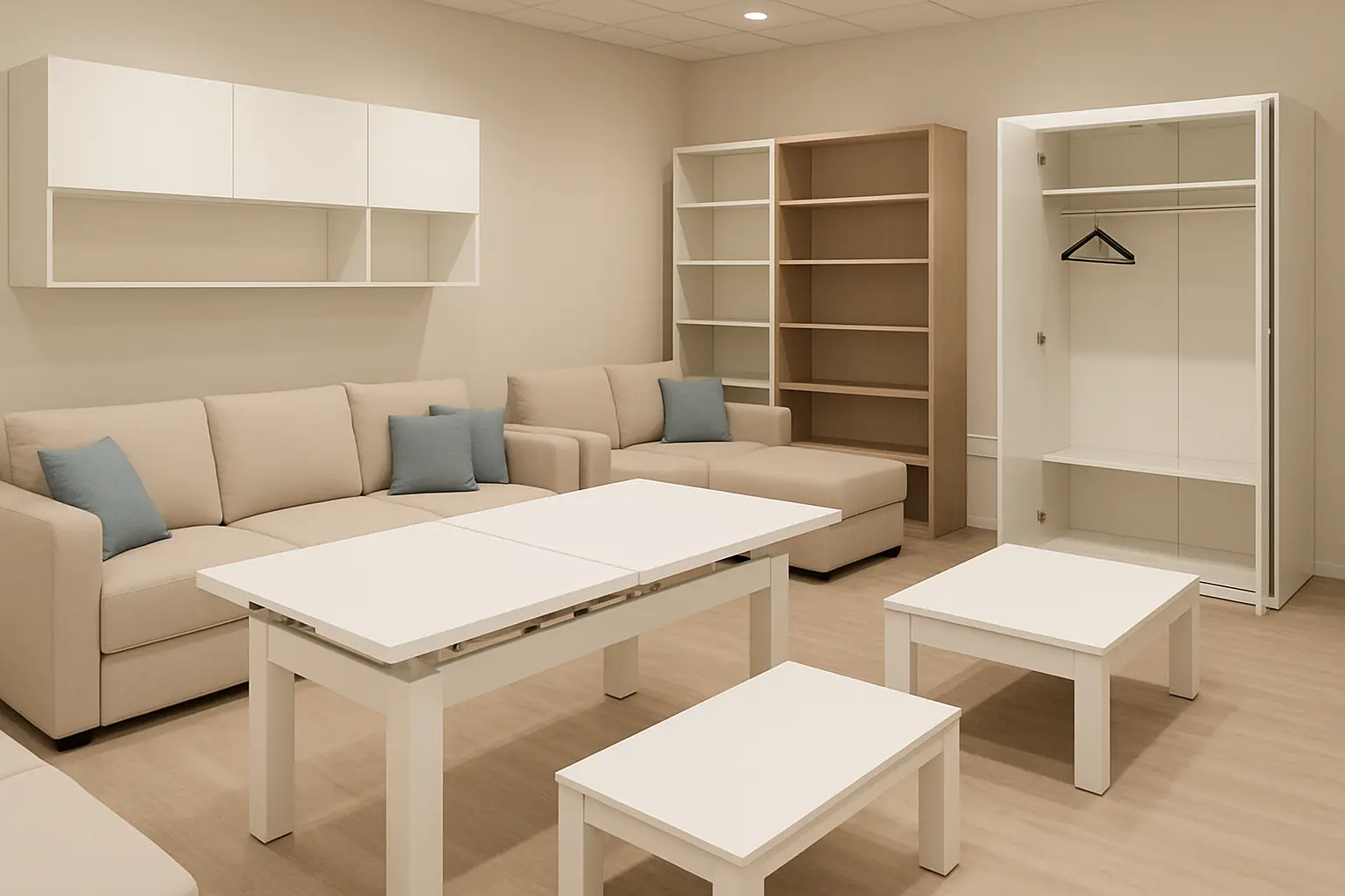 showroom muebles multifuncionales para pisos pequeños Madrid Majadahonda