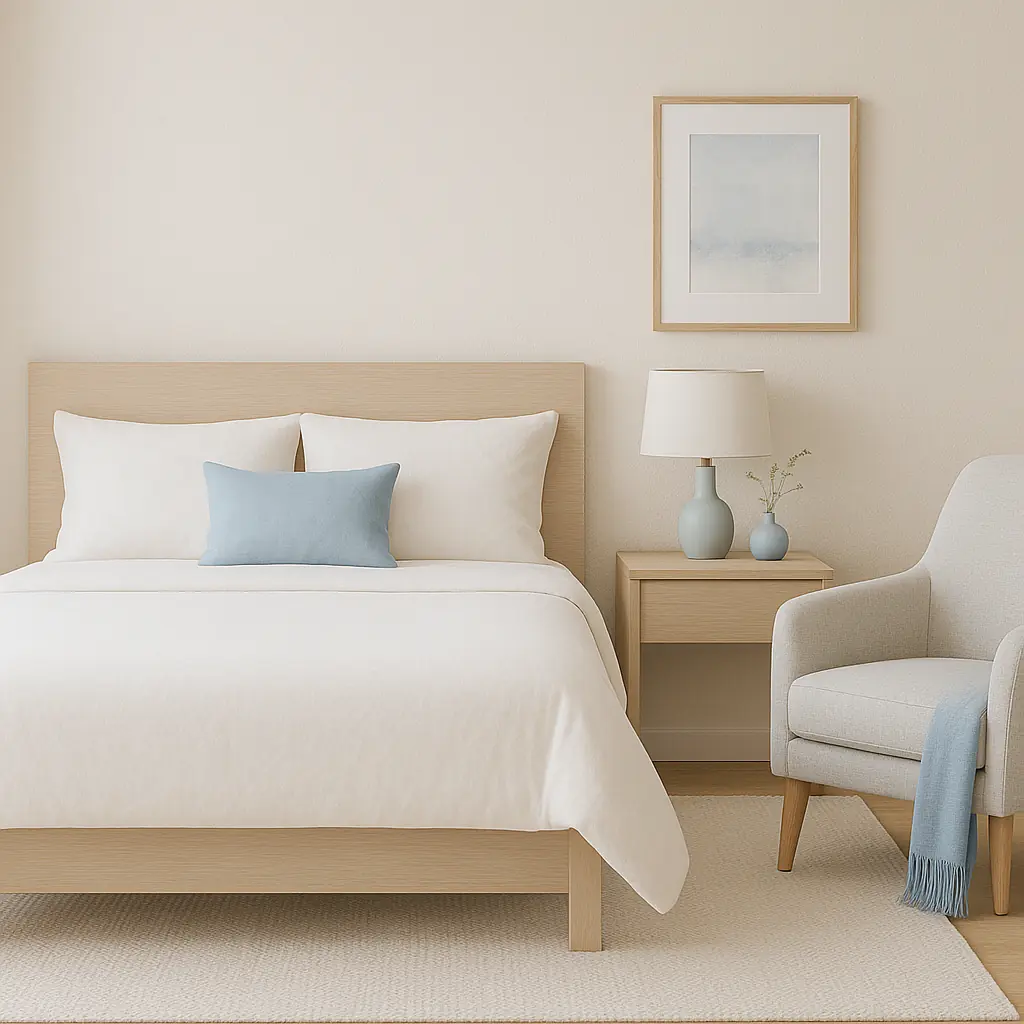 cama-base-madera-y-sillon-blanco